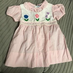 Easter vintage baby pink dress with tulips 🌷